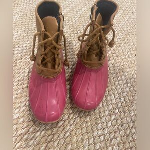 Pink Sperry duck boots EUC